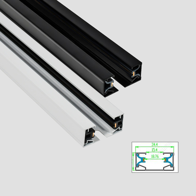 AC110-248V 2 سیم مسطح مسطح سیستم ریل نور سیاه رنگ سفید