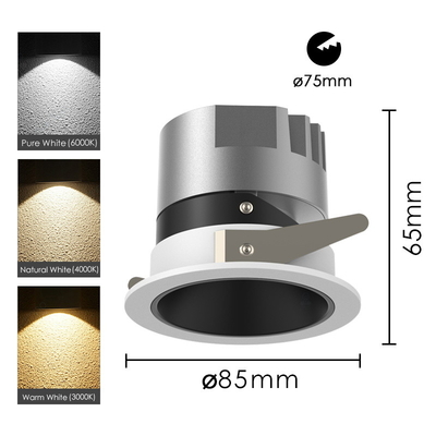 زاویه روشنایی 15° 24° 36° Led Spotlight Hotel Home Anti Glare Cob Downlight
