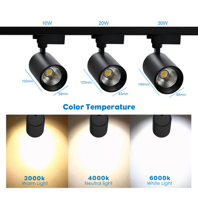 3500K رنگ مشکی COB Track Light 10W 20W 30W For Clothing Store