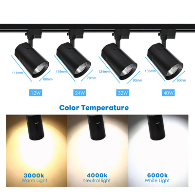 3000k 4000k Cob Track Spotlight برای اتاق نشیمن خانه 24W 32W 40W